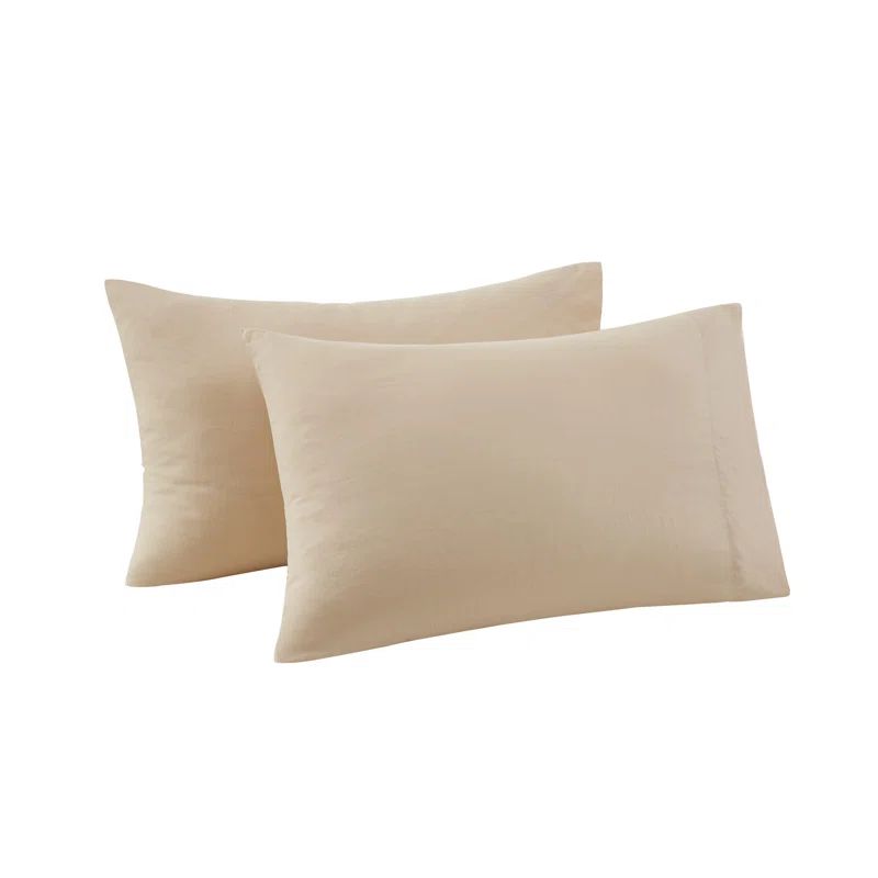 Beige Cotton Linen Blend Standard Pillowcase Pair