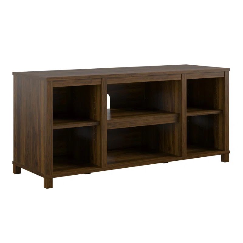 Florence Walnut Freestanding TV Stand with 6 Shelves