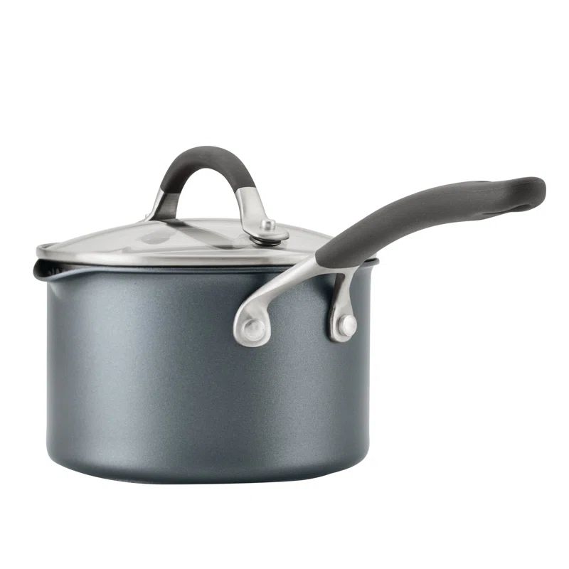 Graphite Aluminum Nonstick Saucier with Pour Spout and Lid