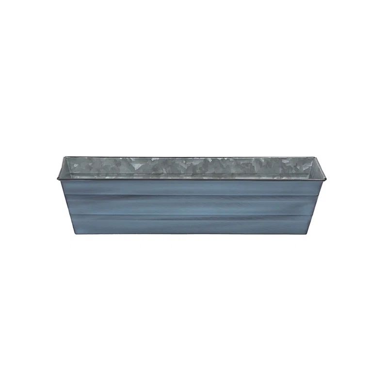 Small Blue Galvanized Metal Wall-Mounted Planter Box