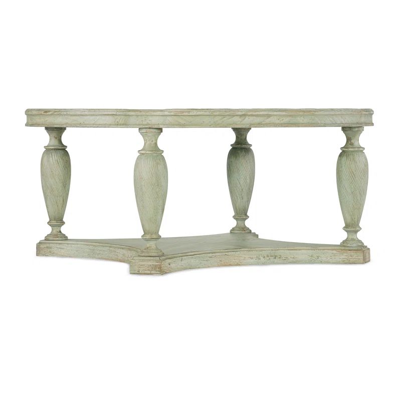 Soft White Pine Round Coffee Table with Distressed Finish