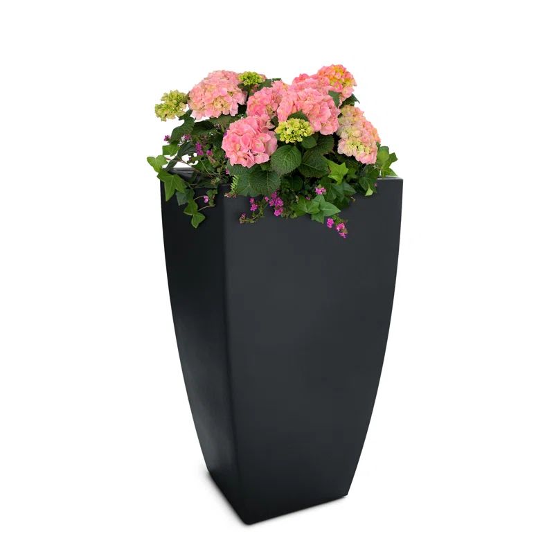 Kobi 38" Tall Black Polyethylene Outdoor Planter
