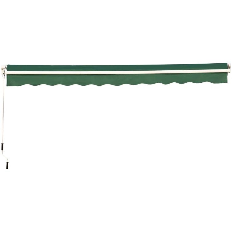 Green 12' x 10' Manual Retractable Patio Awning with Aluminum Frame