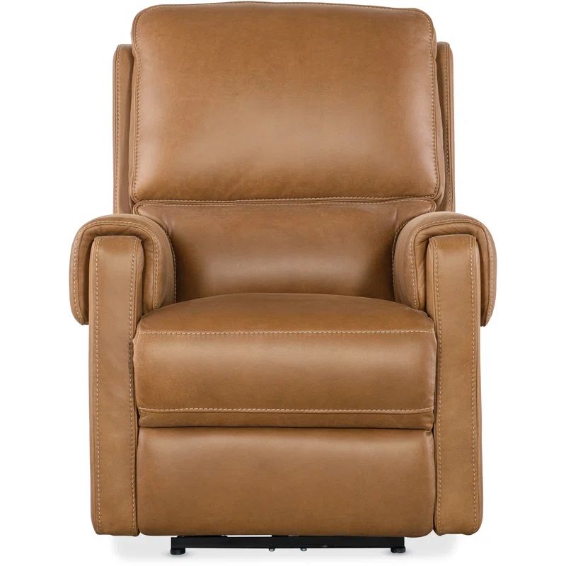 Denver Coffee Brown Leather Recliner with Nubuck Finish