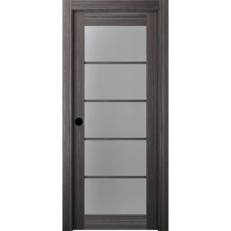 Gray Oak 5 Lite Composite and Glass Right-Handed Prehung Interior Door
