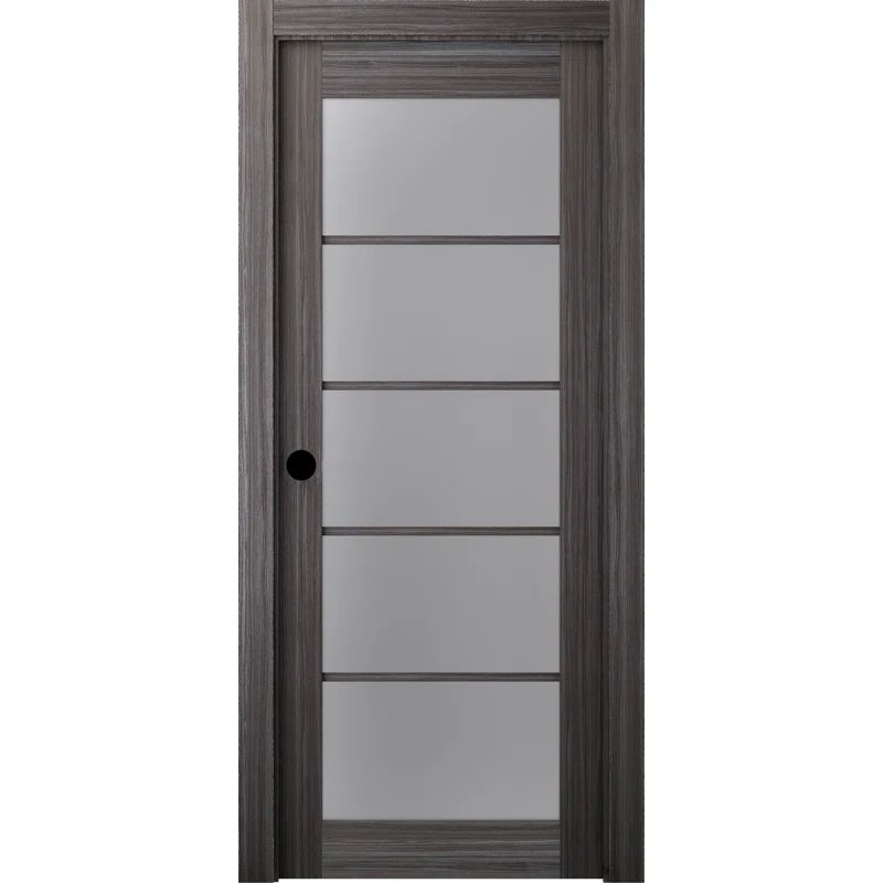Gray Oak 36" Right-Handed 5-Lite Frosted Glass Interior Door