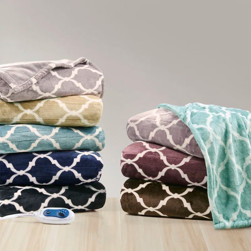 Lavender Electric Heated Ogee Oversized Throw Blanket