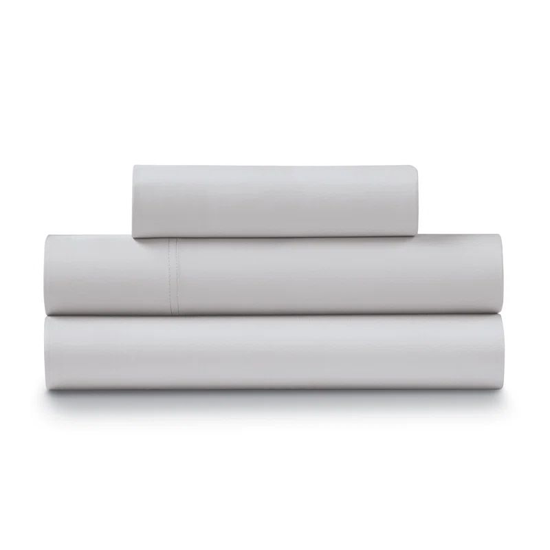 Full Size Light Grey Cotton Percale Deep Pocket Sheet Set