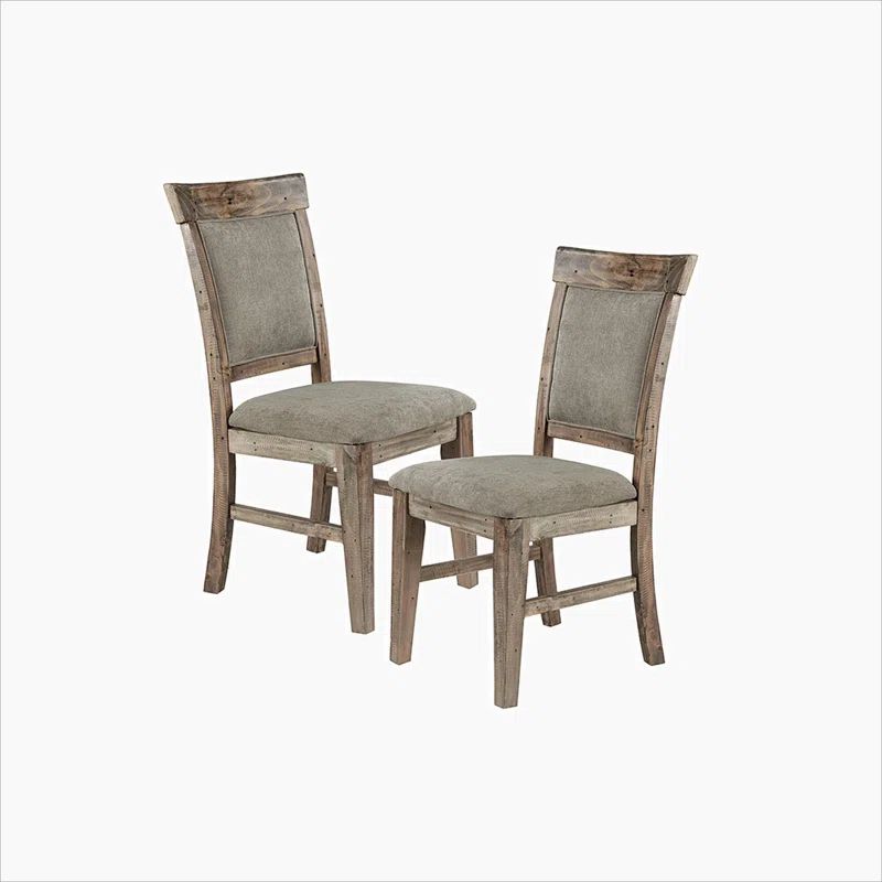 Gray Upholstered Solid Wood Dining Side Chair Set