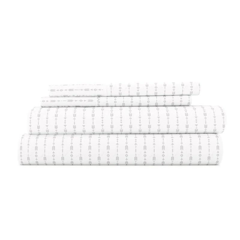 Queen Light Gray Cotton Polyester Microfiber Sheet Set