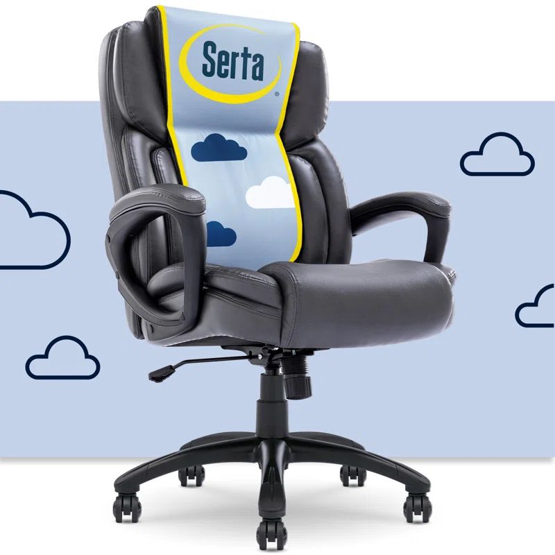 Space Gray Bonded Leather Ergonomic Executive Office Chair