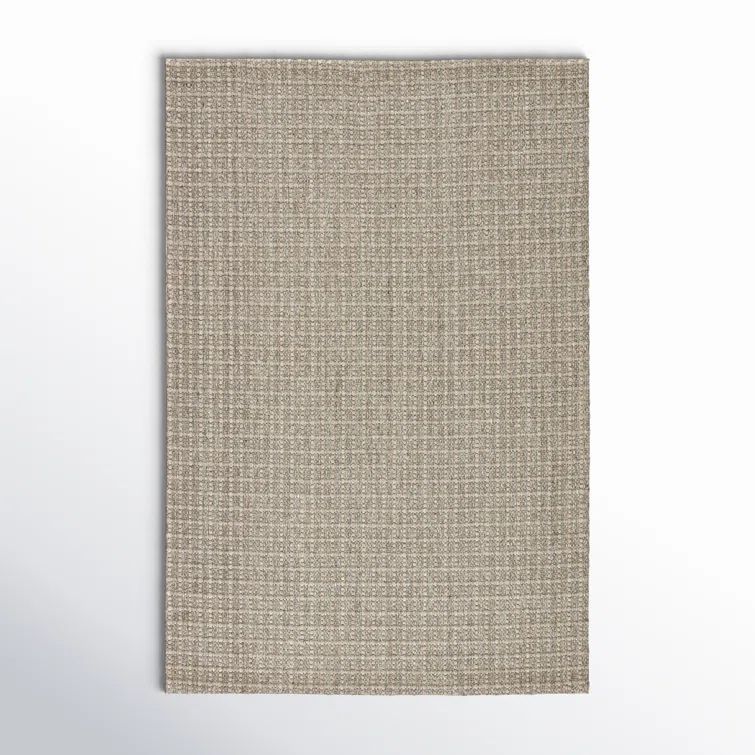 Handwoven Gray Wool and Sisal Area Rug with Subtle Stripe Pattern