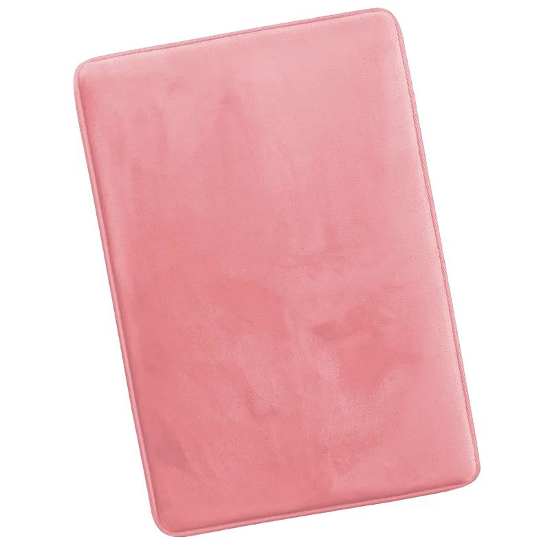 Coral Pink Memory Foam Rectangular Bath Mat