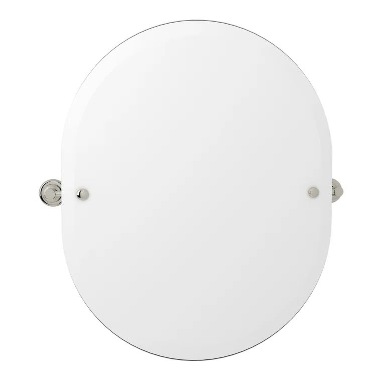 Contemporary Frameless Oval Clear Mirror 24.5" x 23.375"