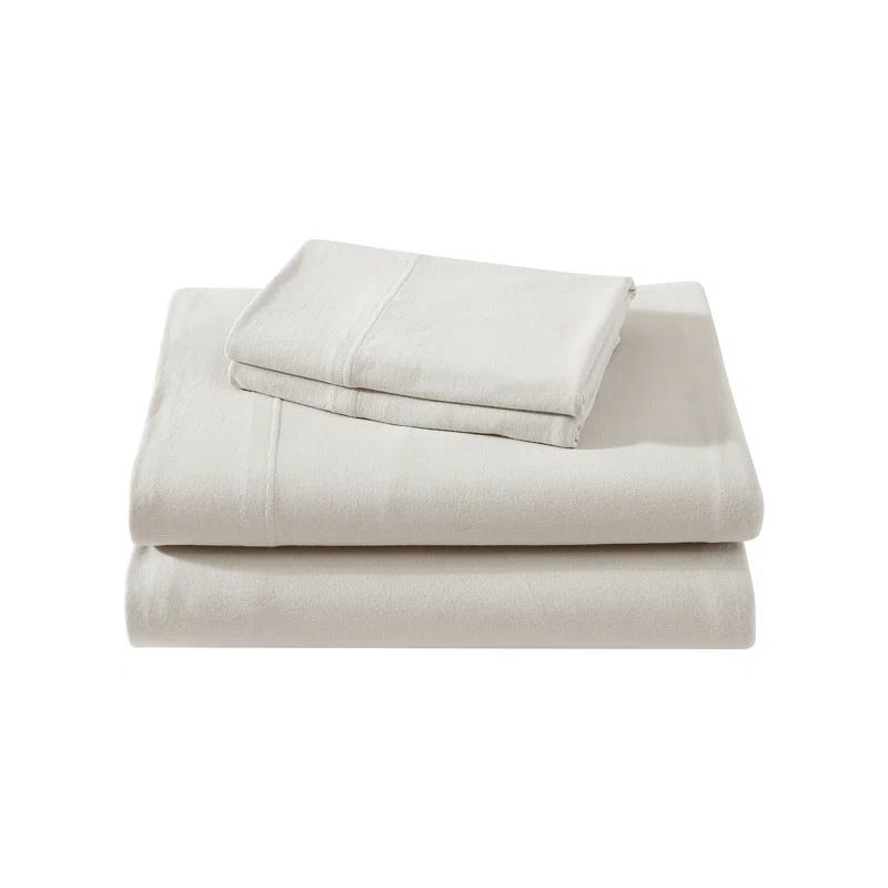 Twin White Cotton Jersey Deep Pocket Sheet Set