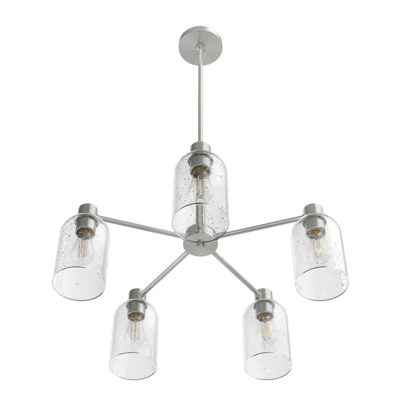 Lochemeade 5-Light Brushed Nickel Seeded Glass Chandelier