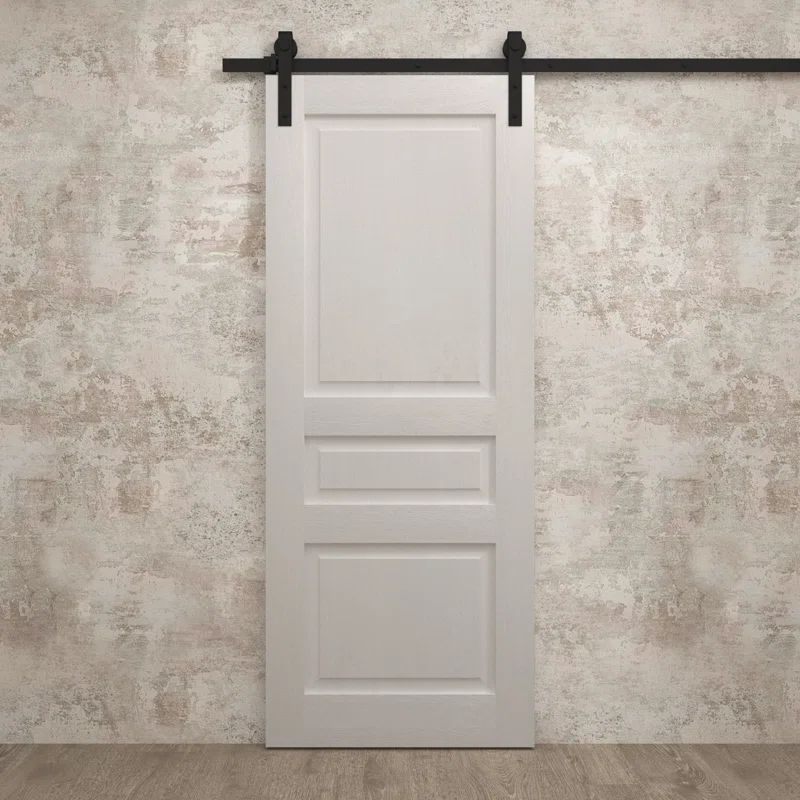 30'' x 84'' Painted White Oak Solid Wood Barn Door with Heavy Hardware Set