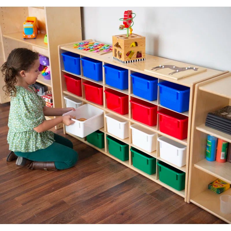 Natural Birch Adjustable 20-Cubby Kids Storage Unit