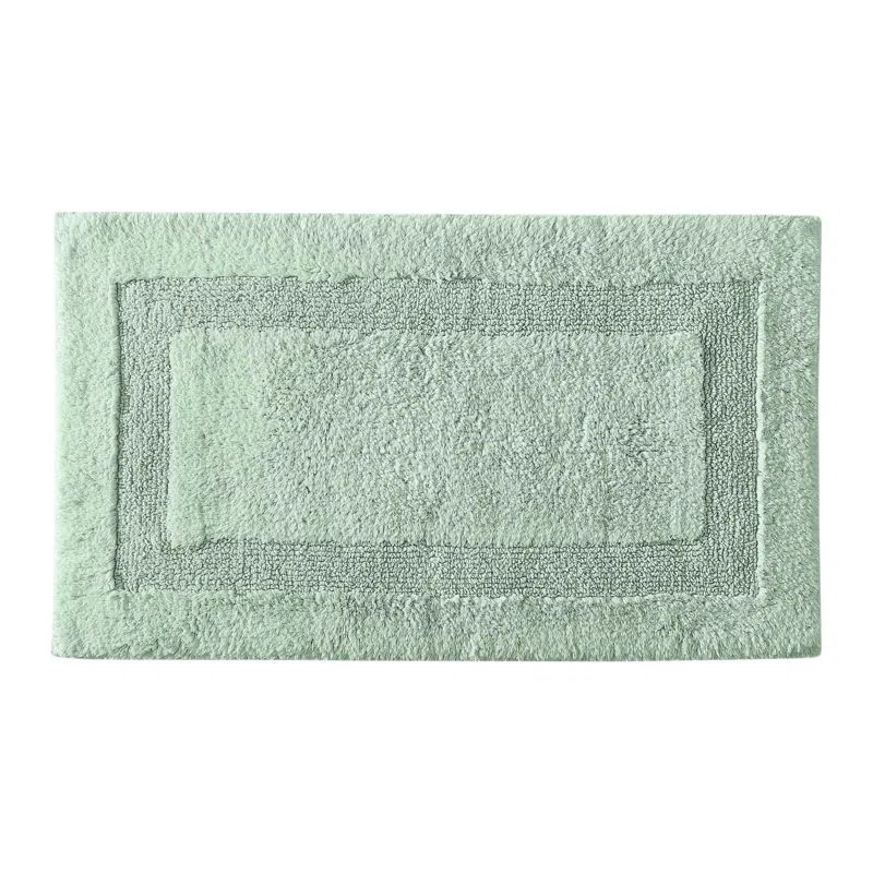 Soft Plush Green Cotton Rectangle Bathroom Rug