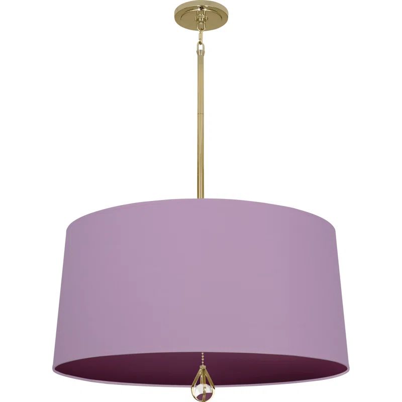 Ludwell Lilac 25.5" Drum Chandelier with Crystal Finial and Nickel Accents