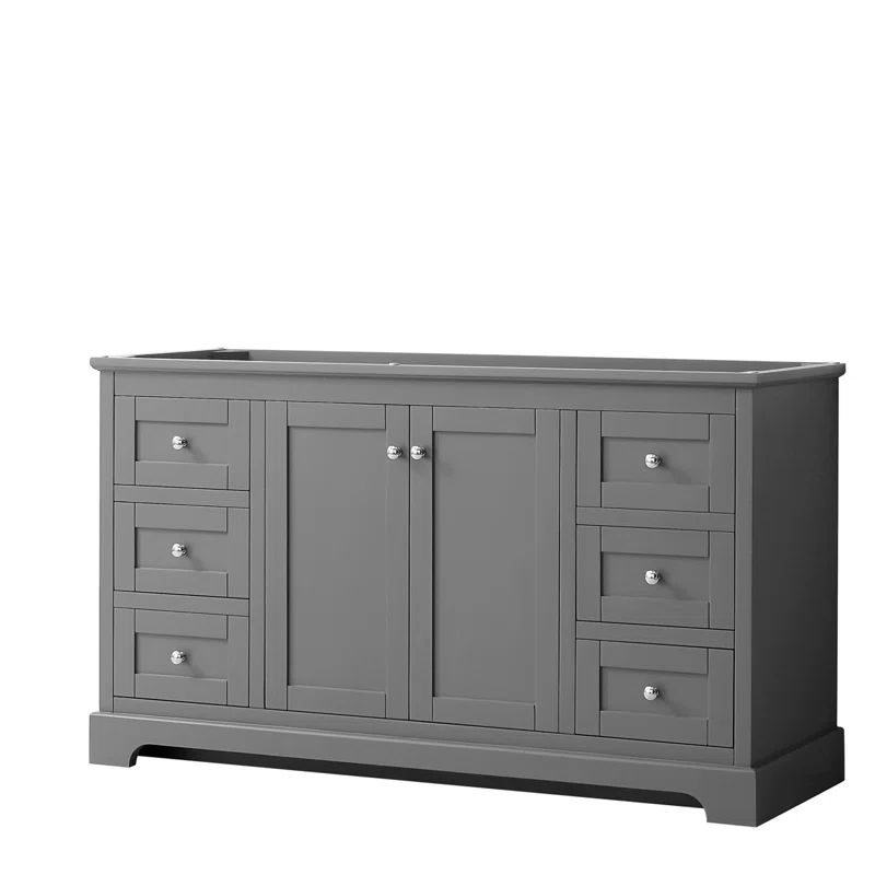 Avery 59" Dark Gray Single Bathroom Vanity with Polished Chrome Accents