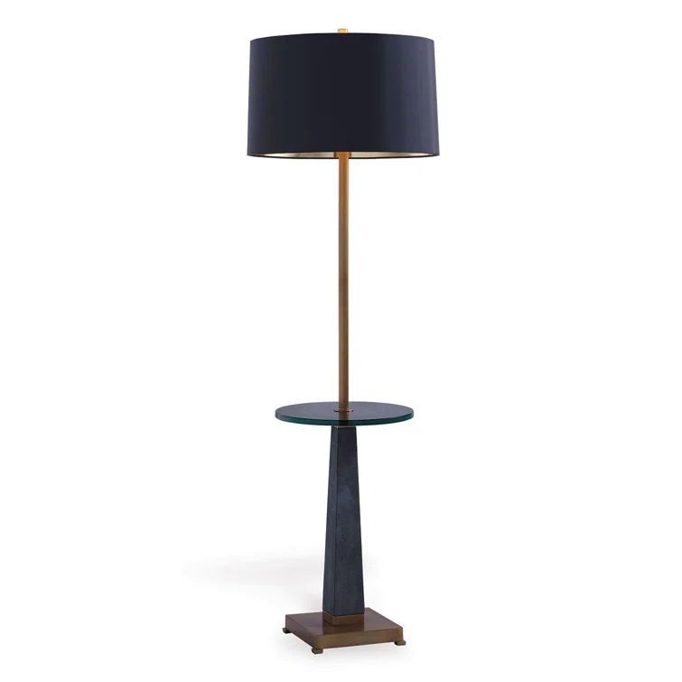 Cairo Aged Brass and Charcoal Black 60'' Tray Table Floor Lamp