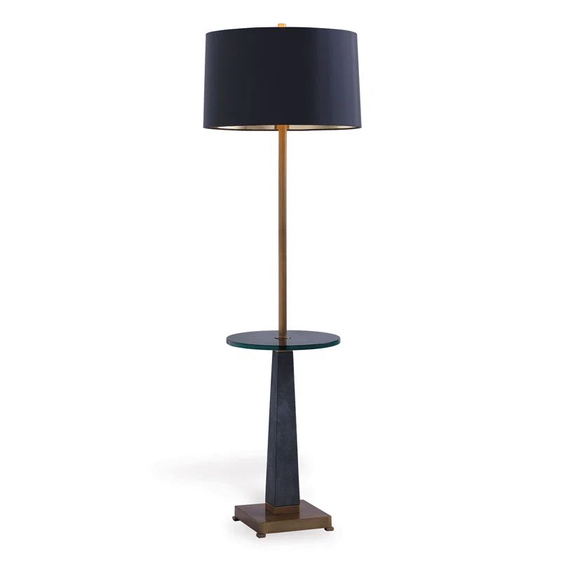 Cairo Aged Brass and Charcoal Black 60'' Tray Table Floor Lamp