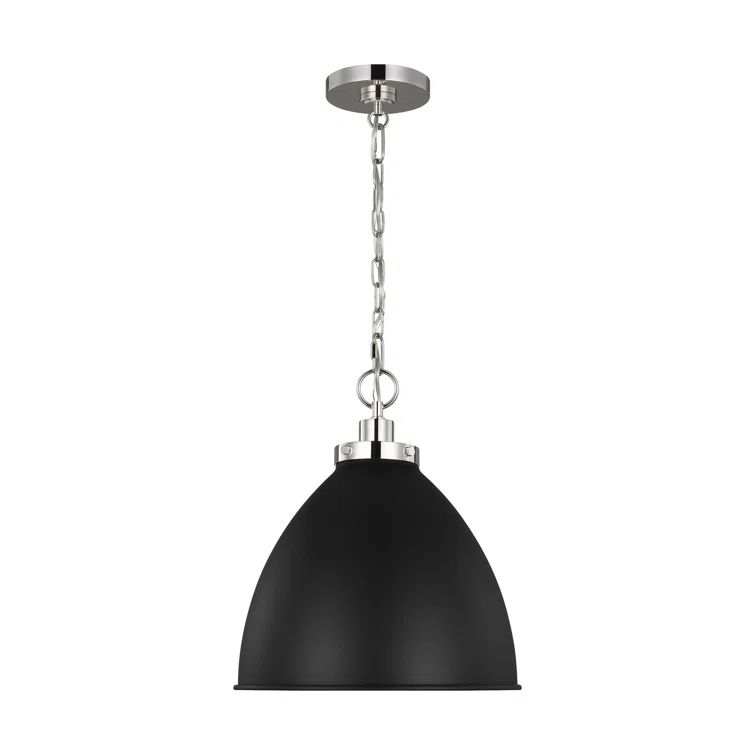 Wellfleet Midnight Black and Polished Nickel 15.63" Dome Pendant