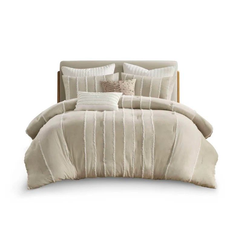 Taupe Cotton King/California King Boho Duvet Cover Set