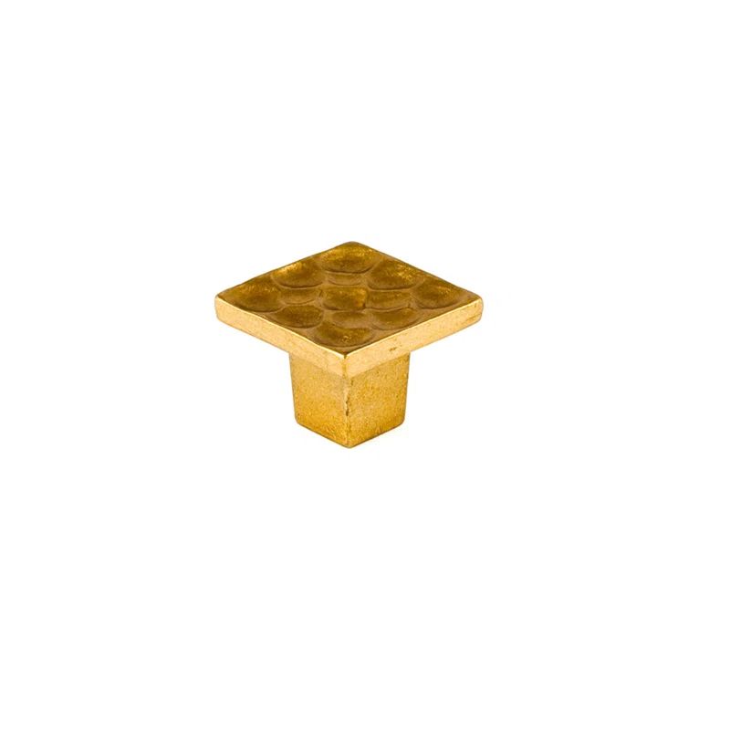 Satin Brass Square Cabinet Knob with Mounting Hardware