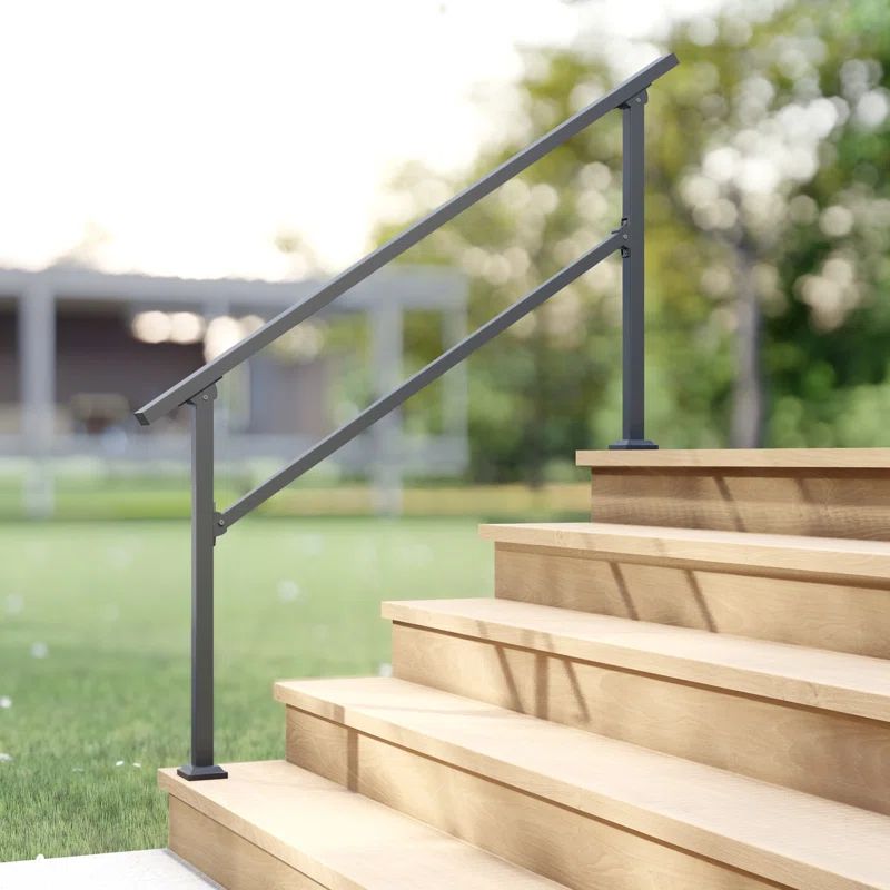 Powder-Coated Black Metal Handrail for 5-6 Steps