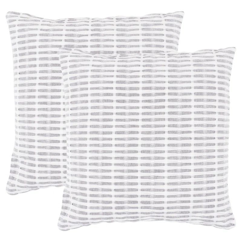 Gray and White Cotton Euro Pillow Covers Set of 2