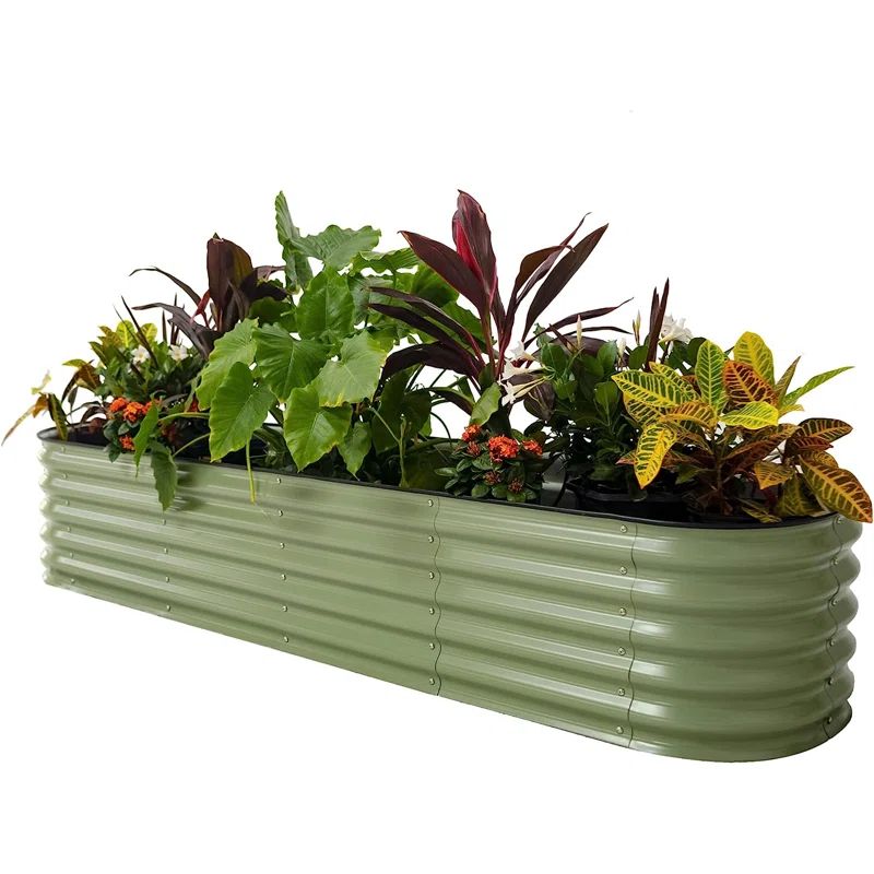 Olive Green 17" Tall Modular Metal Raised Garden Bed