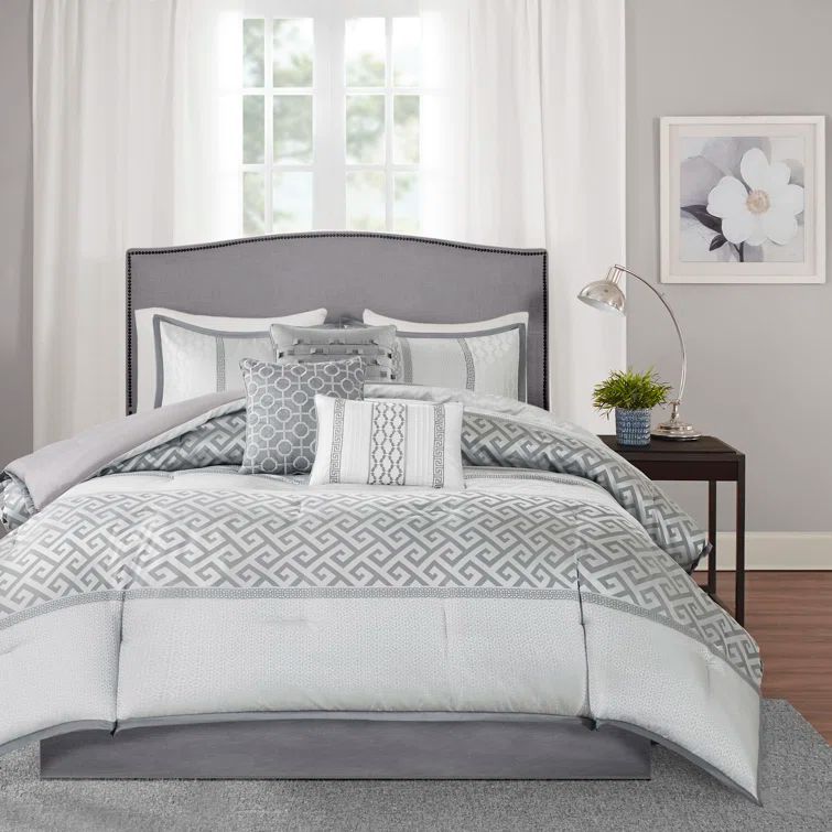 Bennett Gray Jacquard California King Comforter Set