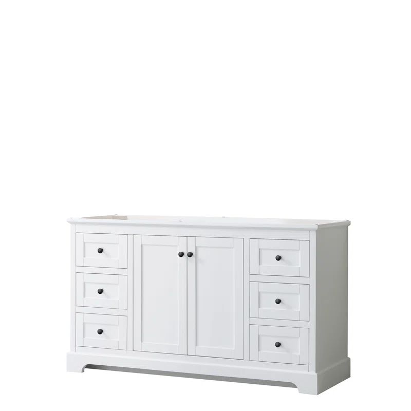 Avery 60" White Freestanding Single Vanity with Matte Black Hardware