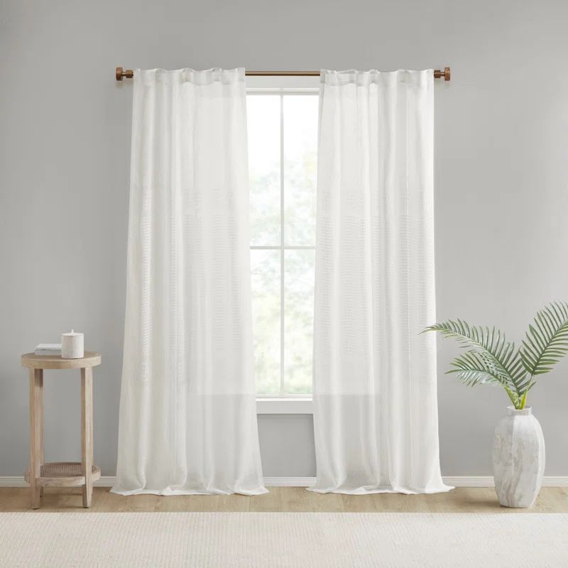 Madison Park Aida Ivory Yarn Dye Sheer Thermal Rod Pocket Curtain Panels 37x84" (Set of 2)