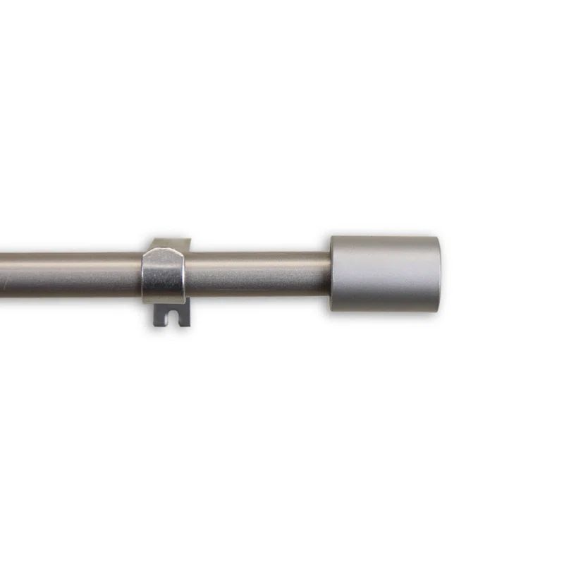 Satin Nickel Adjustable Single Curtain Rod with Finial