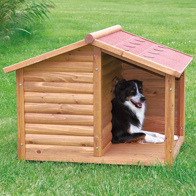 Medium Weatherproof Pine Wood Outdoor Dog House with Raised Floor