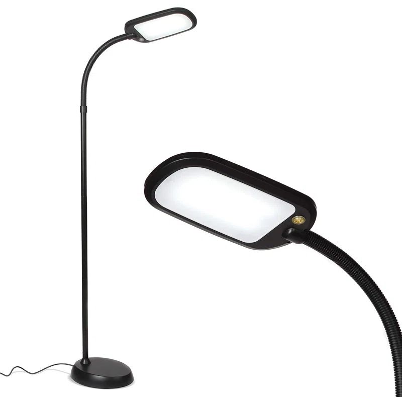 Jet Black Adjustable LED Floor Lamp with Gooseneck