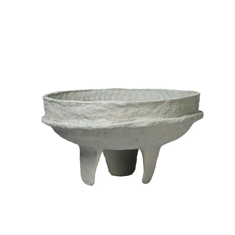 Green Cotton Mâché Low Bowl, 13.25"
