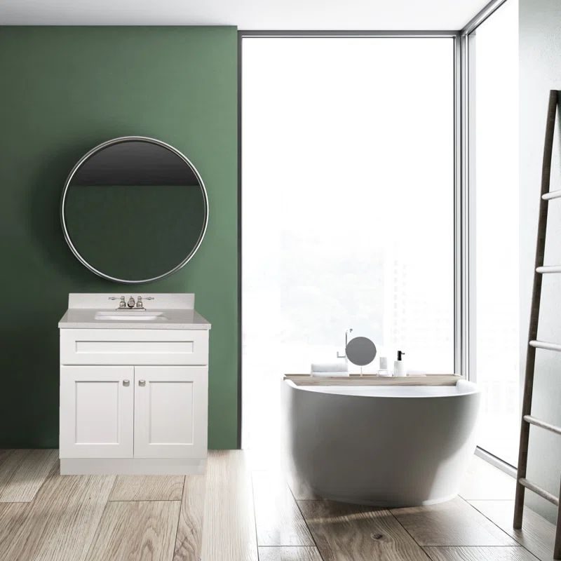 Brookings Modern White Maple 30" Bathroom Vanity Cabinet