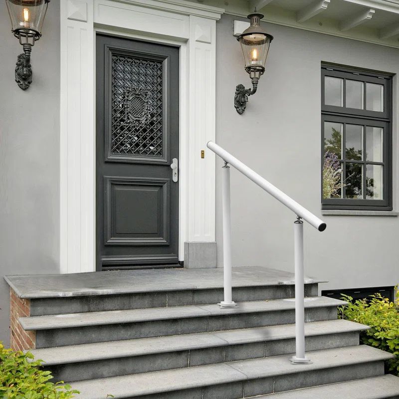 White Adjustable Stainless Steel Handrail for 1-4 Steps