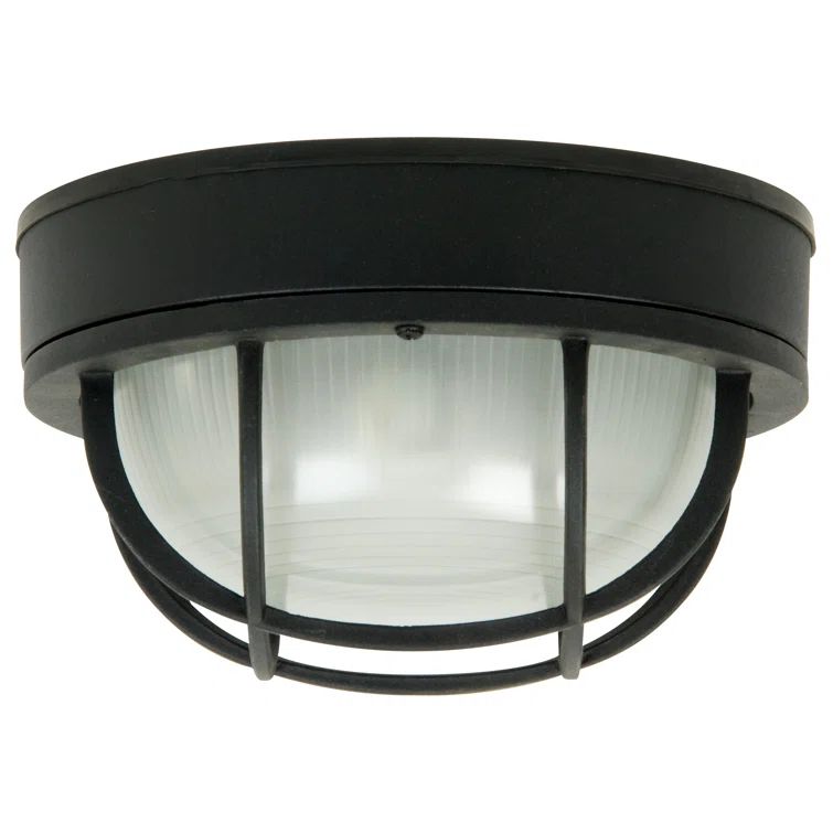 Matte Black Stainless Steel Outdoor Flush Mount Light with Clear Glass Shade
