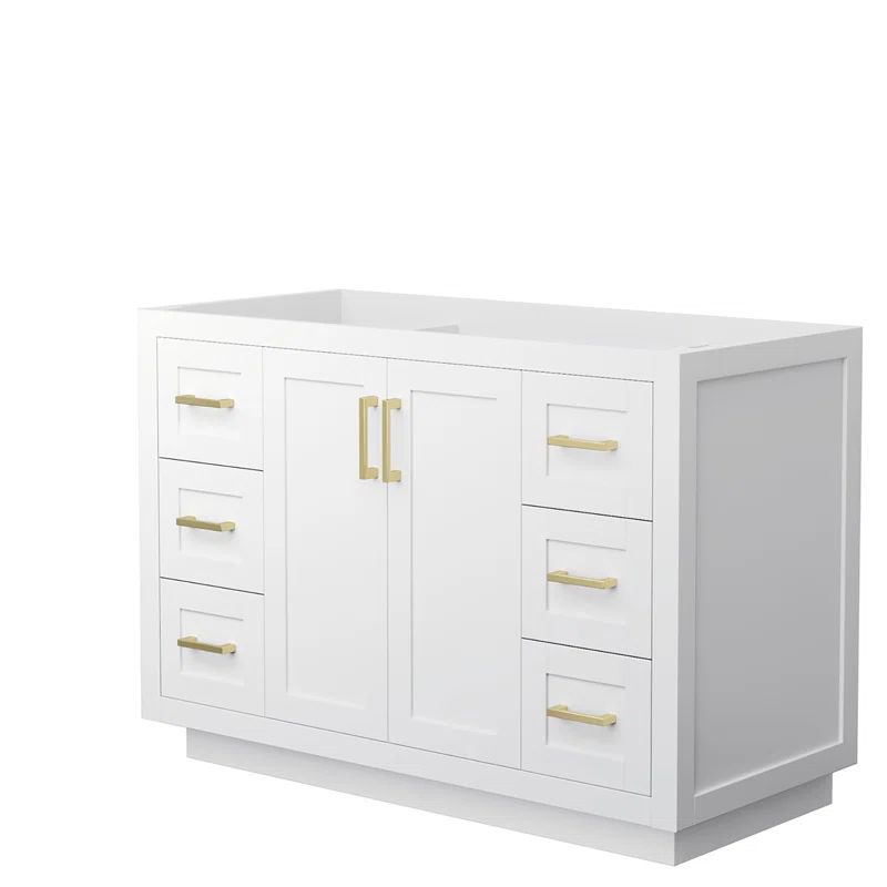 Miranda 48 Inch White Single Bathroom Vanity with Brushed Gold Trim