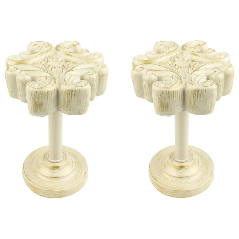 Gilded French White Acanthus Medallion Curtain Holdbacks Set