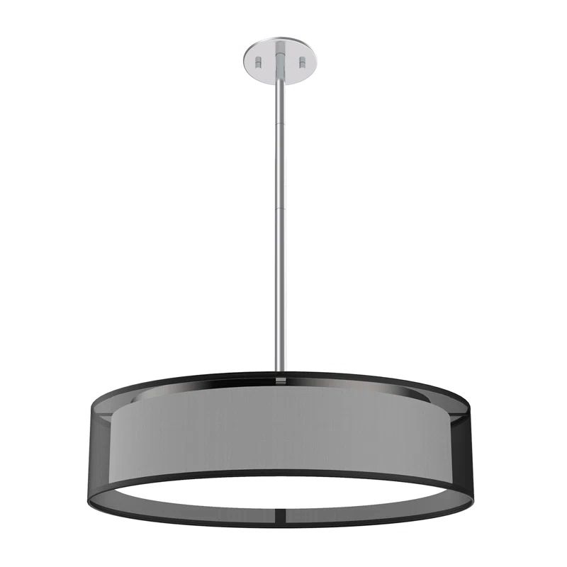 Dalton Black Organza LED Drum Pendant Light, Energy Star 20"