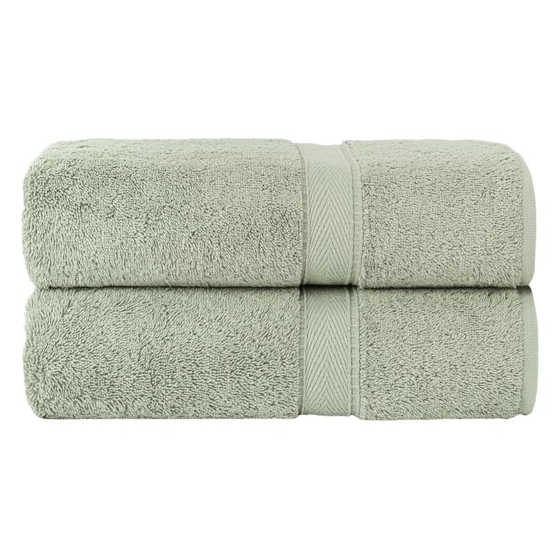 Luxurious Green Turkish Cotton Bath Sheet Set with Dobby Weave