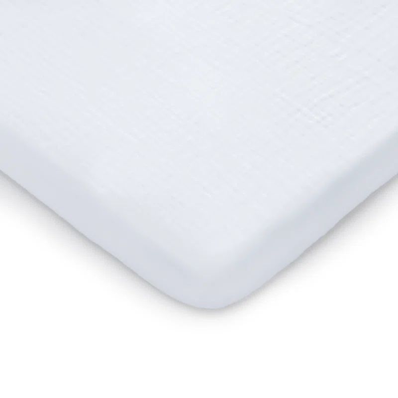White Muslin Cotton Fitted Bassinet Crib Sheet
