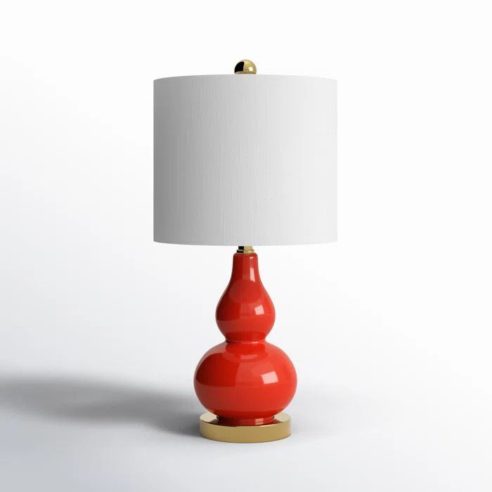 Galliano Double Gourd 20.5" Orange Glass Table Lamp with Cotton Shade