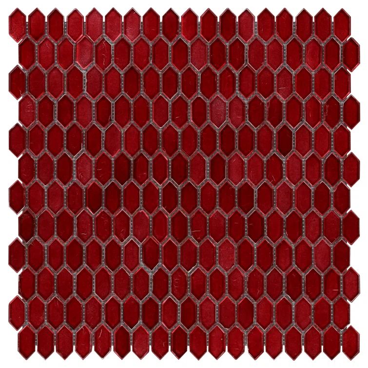 Flicker Red Polished Glass Hexagonal Mosaic Tile